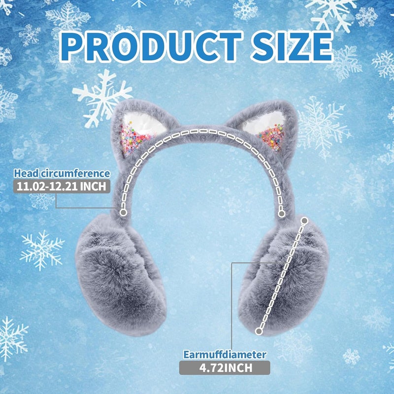 Adboros 4 Pcs Cute Animal Ear Muffs Winter Warm Fluffy Cat Ear Earmuffs Cozy Ear Warmers for Girls Boys Kids Children Outdoor - Image 2